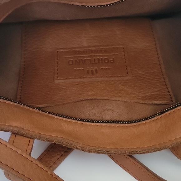 Portland Leather Cognac Shoulder Tote / Crossbody with Front Pocket - Picture 12 of 16